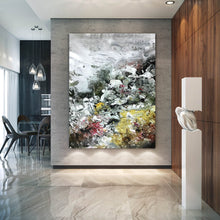 Load image into Gallery viewer, Gray Yellow White Abstract Painting Bedroom Wall Art Qp012