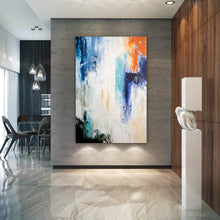 Load image into Gallery viewer, Blue White Orange Abstract Painting Large Living Room Art Fp057