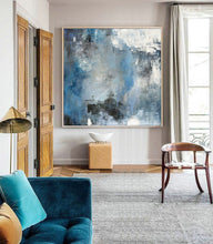 Load image into Gallery viewer, Blue White Abstract Painting,Large Cloud Canvas Oil Painting,Living Room Art Bl009