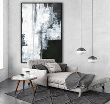 Load image into Gallery viewer, Oversize Silvery Abstract Painting Black And White Art Ap039