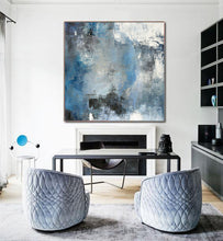 Load image into Gallery viewer, Blue White Abstract Painting,Large Cloud Canvas Oil Painting,Living Room Art Bl009