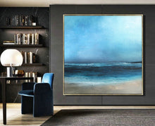 Load image into Gallery viewer, Original Sea Level Blue Oil Painting Light Blue Sky Oil Painting Dp132