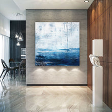 Load image into Gallery viewer, Blue White Sea Abstract Oil Painting Large Wall Sky Oil Painting Np036