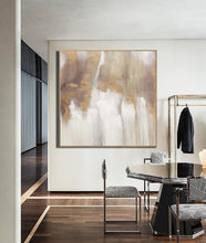 Load image into Gallery viewer, Large Gold White Abstract Painting Large Living Room Art Gp018