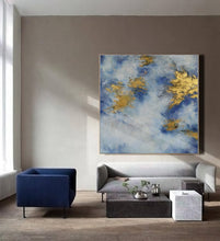 Load image into Gallery viewer, Large White Gold Abstract Art Oil Painting On Canvas Office Decor Dp117