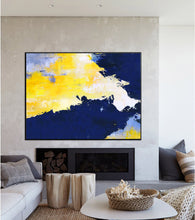Load image into Gallery viewer, Original Yellow Abstract Painting Blue White Abstract Painting NP003