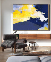 Load image into Gallery viewer, Original Yellow Abstract Painting Blue White Abstract Painting NP003