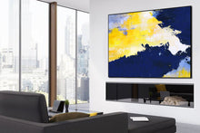 Load image into Gallery viewer, Original Yellow Abstract Painting Blue White Abstract Painting NP003