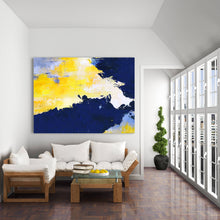 Load image into Gallery viewer, Original Yellow Abstract Painting Blue White Abstract Painting NP003