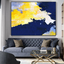 Load image into Gallery viewer, Original Yellow Abstract Painting Blue White Abstract Painting NP003