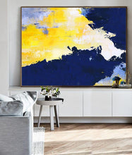 Load image into Gallery viewer, Original Yellow Abstract Painting Blue White Abstract Painting NP003
