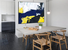 Load image into Gallery viewer, Black White Blue Abstract Painting Yellow Great Wall Art Dp120