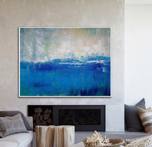 Load image into Gallery viewer, Blue Gray Abstract Painting Large Abstract Art Painting On Canvas Dp128