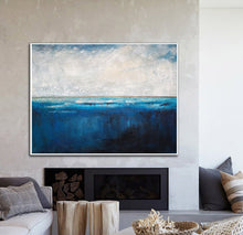 Load image into Gallery viewer, Deep Blue Sea Level Painting,Large Abstract Art Living Room Art BG001