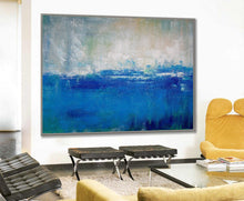Load image into Gallery viewer, Blue Gray Abstract Painting Large Abstract Art Painting On Canvas Dp128