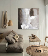 Load image into Gallery viewer, Brown Painting Gray And White Abstract Painting Dine Room Wall Art Ap011