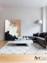 Load image into Gallery viewer, Oversize Painting Black And White Abstract Painting Orange Painting Ap007