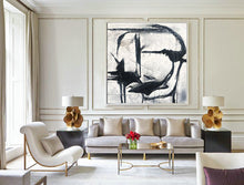 Load image into Gallery viewer, Black And White Abstract Oil Painting Oversized Canvas Art Ap069