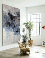 Load image into Gallery viewer, Gray Blue White Abstract Painting Contemporary Wall Art Op100