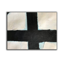 Load image into Gallery viewer, Black White Painting Light Blue Oversized Canvas Painting Yp064