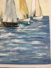 Load image into Gallery viewer, Large Wall Decor for Living Room Sailboat Painting, Blue Ocean Painting Gp029