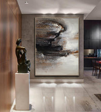 Load image into Gallery viewer, Black Grey Brown Abstract Painting Minimalist Art Dp124