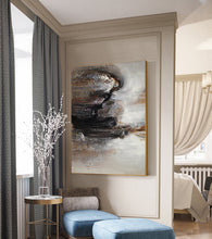 Load image into Gallery viewer, Black Grey Brown Abstract Painting Minimalist Art Dp124