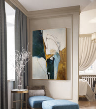 Load image into Gallery viewer, Large Abstract Canvas Art Beige Painting Green Painting Bp076