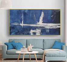Load image into Gallery viewer, Deep Blue Abstract Painting White Abstract Art Large Wall Painting Np041