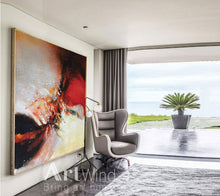 Load image into Gallery viewer, Original Large Red White Abstract Painting Living Room Dining Room Dp054