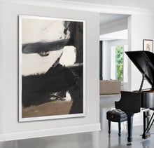 Load image into Gallery viewer, Black and White Brown Abstract Painting Original Artwork Op006