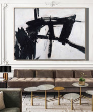Load image into Gallery viewer, Large Black And White Abstract Painting Minimalist Painting Cp025