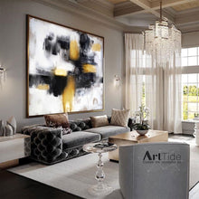 Load image into Gallery viewer, Gold Painting Black And White Abstract Painting Contemporary Art Ap037