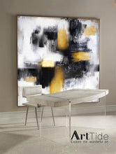 Load image into Gallery viewer, Gold Painting Black And White Abstract Painting Contemporary Art Ap037