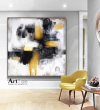 Load image into Gallery viewer, Gold Painting Black And White Abstract Painting Contemporary Art Ap037