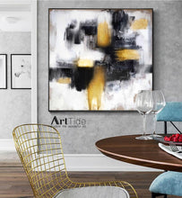 Load image into Gallery viewer, Gold Painting Black And White Abstract Painting Contemporary Art Ap037