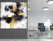 Load image into Gallery viewer, Gold Painting Black And White Abstract Painting Contemporary Art Ap037