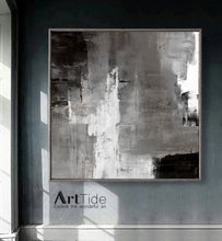 Load image into Gallery viewer, Black And White Canvas Art Grey Painting Qp097