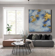 Load image into Gallery viewer, Large White Gold Abstract Art Oil Painting On Canvas Office Decor Dp117