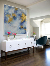 Load image into Gallery viewer, Large White Gold Abstract Art Oil Painting On Canvas Office Decor Dp117