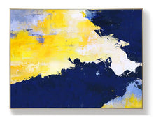 Load image into Gallery viewer, Original Yellow Abstract Painting Blue White Abstract Painting NP003