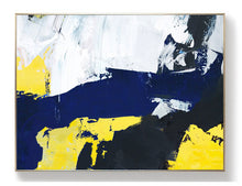 Load image into Gallery viewer, Black White Blue Abstract Painting Yellow Great Wall Art Dp120
