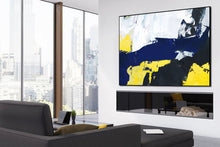 Load image into Gallery viewer, Black White Blue Abstract Painting Yellow Great Wall Art Dp120
