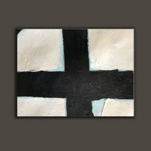 Load image into Gallery viewer, Black White Painting Light Blue Oversized Canvas Painting Yp064