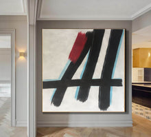 Load image into Gallery viewer, Black and White Abstract Painting Red Modern Art Yp065