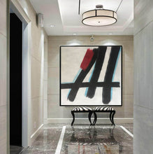 Load image into Gallery viewer, Black and White Abstract Painting Red Modern Art Yp065