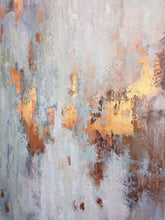 Load image into Gallery viewer, Gray Abstract Painting Golden Leaf Texture Art Ap055