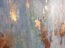 Load image into Gallery viewer, Gray Abstract Painting Golden Leaf Texture Art Ap055