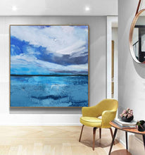 Load image into Gallery viewer, Light Blue Sky Oil Painting Ocean Canvas Oil Painting Dp125