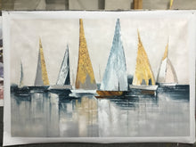 Load image into Gallery viewer, Canvas Wall Art Large Original Sailboats Gather in the Harbor Landscape Gp036